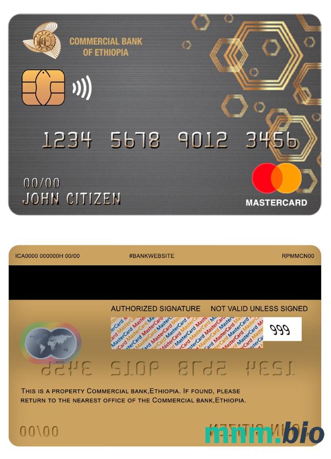 Ethiopia Commercial bank przykład karty mastercard w formacie PSD